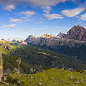 Aerial panoramic of Tofane, Monte Cristallo, Sorapiss and Antelao, Ampezzo Dolomites