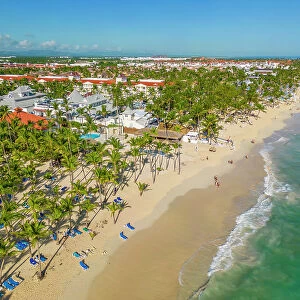 Aerial view of Bavaro Beach, Punta Cana, Dominican Republic, West Indies, Caribbean, Central America
