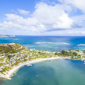 Aerial view by drone of St. James Bay, Antigua, Antigua and Barbuda, Leeward Islands