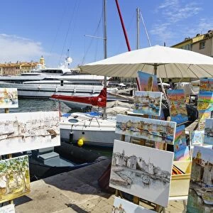 Art for sale by the harbour, Saint Tropez, Var, Cote d Azur, Provence, French Riviera