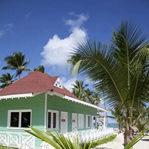 Beach hut, Bavaro Beach, Punta Cana, Dominican Republic, West Indies, Caribbean
