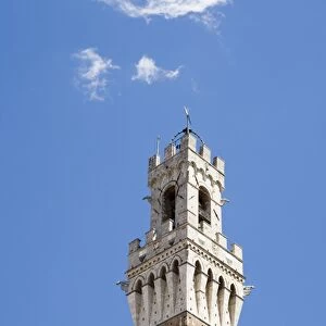 The bell tower of Palazzo Pubblico with cloud, Sienna, Tuscany, Italy