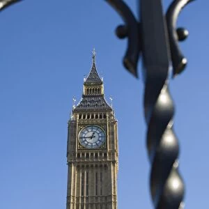 Big Ben through iron gates, Houses of Parliament, Westminster, London, England