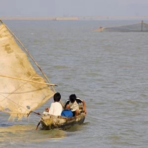 Boat on the Kaladan River, Myanmar (Burma), Asia