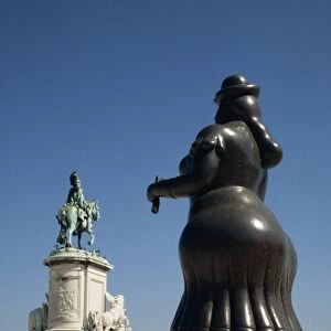 A Botero sculpture in the Praca do Comercio in Lisbon
