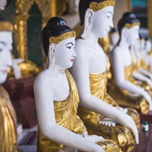 Buddha images at Shwedagon Pagoda (Shwedagon Zedi Daw) (Golden Pagoda), Yangon (Rangoon)