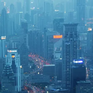 Luci di auto e edifici illuminati che si estendono dalla piazza del Bund a Shanghai in Cina nell'Asia Luci di auto e edifici illuminati che si estendono dalla piazza del Bund a Shanghai in Cina nell'Asia