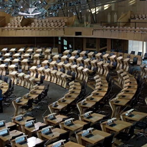 Chamber, New Scottish Parliament building, architect Enric Miralles, Holyrood