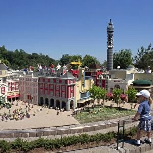 Child admiring model of London, Legoland amusement park, Windsor, Berkshire