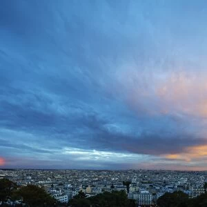 City skyline from Montmartre, Paris, France, Europe
