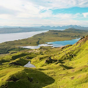 Classic panoramic view of the Old Man of Storr on a sunny summer day, Isle of Skye, Inner Hebrides, Scotland, United Kingdom, Europe