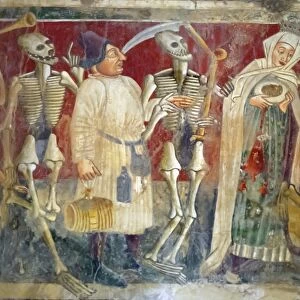 Detail of the Dance of Death fresco dating from 1475, Chapel of Our Lady of the Rocks, Beram, Istria, Croatia, Europe