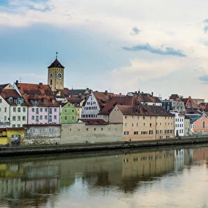 Heritage Sites Mounted Print Collection: Old town of Regensburg with Stadtamhof
