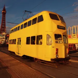 Blackpool Tower Print featuring Double Decker Tram