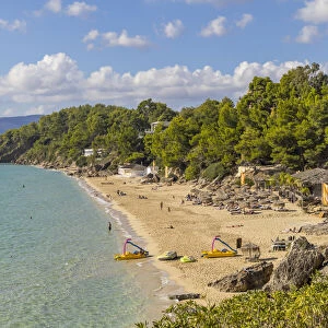Elevated view over Makris Gialos Beach, Kefalonia, Ionian Islands, Greek Islands, Greece, Europe