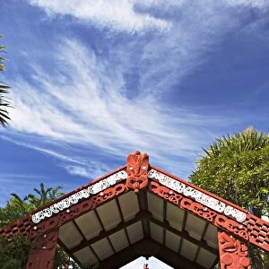 Entrance to a Maori meeting hall