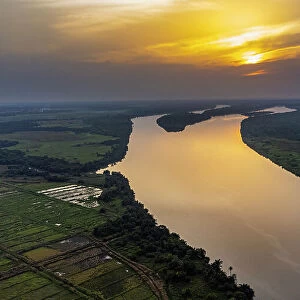 Evening light over River Gambia National Park, Gambia, West Africa, Africa
