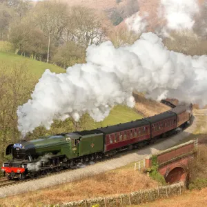 The Flying Scotsman arriving at Goathland station on the North Yorkshire Moors Railway