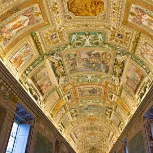 Frescoes on the ceiling of the Gallery of the Maps, Vatican Museums, Rome, Lazio, Italy, Europe