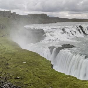Gullfoss (Golden Falls), a waterfall located in the canyon of the Hvita River in southwest Iceland
