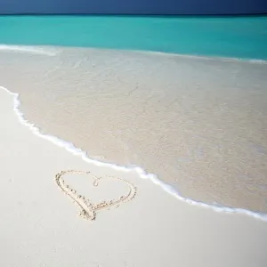 Heart drawn on an empty tropical beach, Maldives, Indian Ocean, Asia