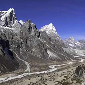 The Himalayan peaks of Taboche and Arakam Tse above the Chola Valley in Sagarmatha National Park