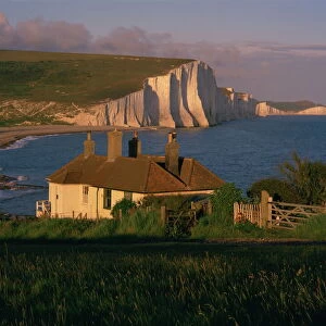 Houses on Seaford Head overlooking The Seven Sisters, East Sussex, England