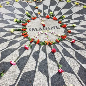 The Imagine Mosaic memorial to John Lennon who lived nearby at the Dakota Building