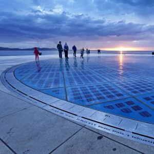 Installation Greetings To The Sun by Nikola Basic at sunset, Zadar, Dalmatia, Croatia, Europe