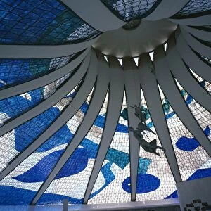 Interior of the roof of the Catedral Metropolitana, Brasilia, Brazil, South America