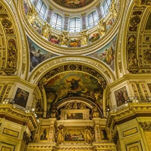 Interior view of St. Isaacs Cathedral, St. Petersburg, Russia, Europe