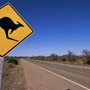 Kangaroo road sign, Flinders Range, South Australia, Australia, Pacific