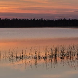 Lake Toras-Sieppi at sunset, Torassieppi, Muonio, Lapland, Finland, Europe