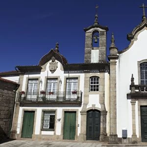 The late 18th century Pombaline-style Pacos do Concelho prison, court and church building at Ponte da Barca, Minho
