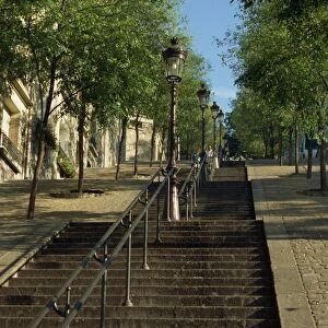 Looking up the famous steps of Montmartre, Paris, France, Europe