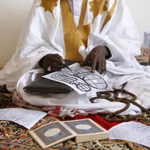 Marabout at work, Mbour, Thies, Senegal, West Africa, Africa