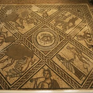 Mosaic floor, Brading Roman villa, Isle of Wight, England, United Kingdom, Europe