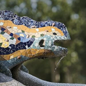 Mosaics, Parc Guell, UNESCO World Heritage Site, Barcelona, Catalonia, Spain, Europe