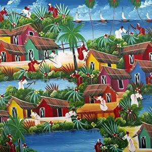 Naive Haitian painting, Colonial Zone, Santo Domingo, Dominican Republic
