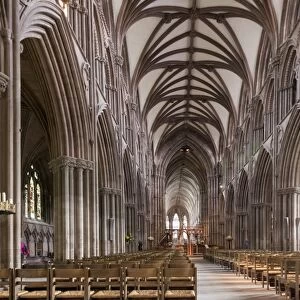 Nave looking east, Lichfield Cathedral, Staffordshire, England, United Kingdom, Europe