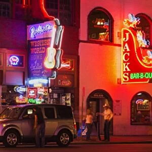 Neon signs on Broadway Street, Nashville, Tennessee, United States of America, North America
