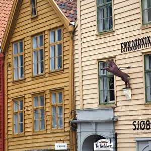 Old warehouses in Bryggen District, Bergen, Hordaland District, Norway