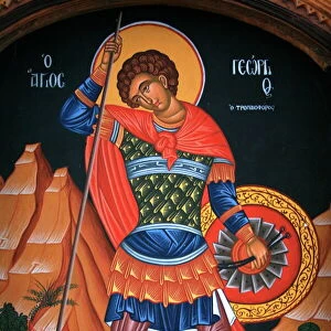 Orthodox icon showing St. George, Mount Athos, Greece, Europe