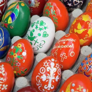 Traditional Bulgarian Print of Painted Eggs, Sofia, Europe Traditional Bulgarian Print of Painted Eggs, Sofia, Europe
