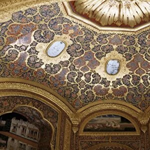 Detail of painted and gilded ceiling in the public reception area