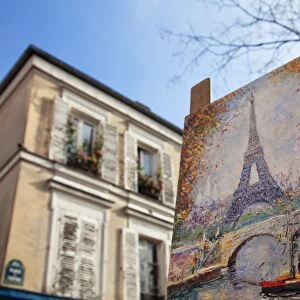 Painting for sale in the Place du Tertre, Montmartre, Paris, France, Europe