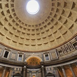 Pantheon interior concrete dome, Roman Temple, now church, Historic Centre, Rome