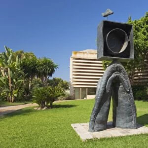 Personnage Gothique, Oiseau Eclair sculpture dated 1976 in Garden at Fundacio Pilar I Joan Miro