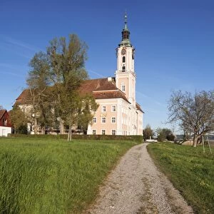 Pilgrimage church of Birnau Abbey in spring, Lake Constance, Baden-Wurttemberg, Germany