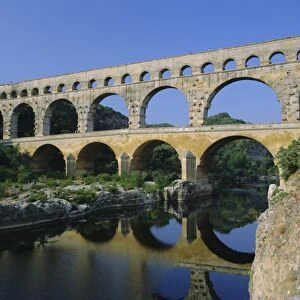 The Pont du Gard, Roman aqueduct, Gard near Nimes, Languedoc, France, Europe